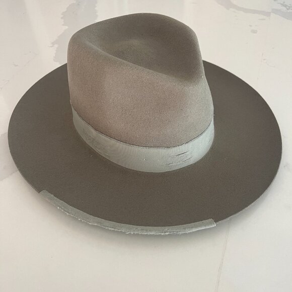 Two Roads Hat Co Delmar Distressed Fedora Size 59Large Olive 100% Wool - Picture 4 of 15